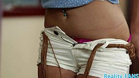 hot teen rides cock hard in steamy threeway with big tit milf