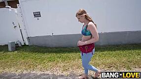 Picture redhead Abby McCoy bent over taking Sheem's huge black cock doggystyle then riding wild