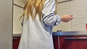 Hot Babe Cleans Stove Super Horny!