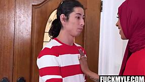 i tempt lonely hijab wife into student seduction play