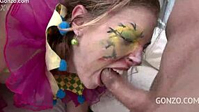 ella nova's clown gangbang with bbc deepthroat and facials