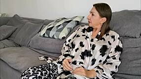 stepmom's huge tits bounce wildly when stepson catches her fingering herself hard