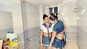 Two desi girls bent over sharing dick cumshots doggystyle