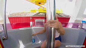 Thick oily teen ass shakes wildly on huge white cock