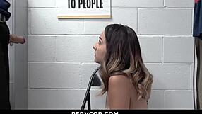 Teen shoplifter caught bent over fucked by pervcop