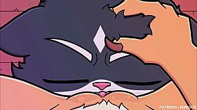 Cat mayhem licks pussy in intense cunilingus action