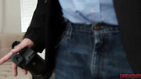 Katty West, skinny cutie with shaved pussy, gets drilled hard by porn agent in casting