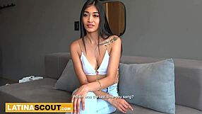 braces latina teases cock with sloppy blowjob in lingerie