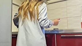 Hot Babe Cleans Stove Super Horny!