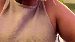 sweaty gym shirt turns see-through on her tits