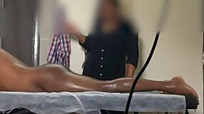 dick flash caught on camera during sneaky handjob massage