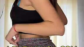 Latina Slowly Strips Revealing Small Tits in Erotic Solo Show