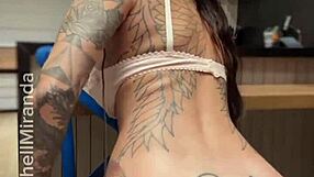 Tattooed Brazilian solo slut guides your handjob stroke by stroke!