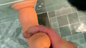 Huge Cock Frots Against Hers in Bathroom Quickie Close-Up