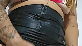 young amateur flashes tiny skirt on street for older guys attention.