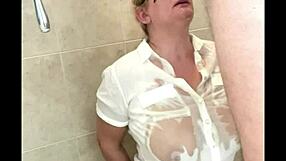 Sexy blonde takes first piss shower ever you believe it