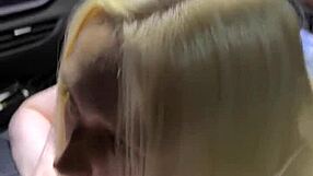 busty blonde gets car pounded then facial glazed. huge load drenches her sexy face completely