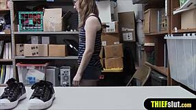 Clueless Shoplifter Punish Fucked HARD Bent Over on CCTV!