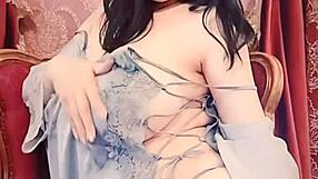 i'm in blue satin oh it clings to my big tits so nice webcam fun now