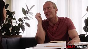 petite small tits brunette teen stepdaughter rides stepdad's monster cock hard