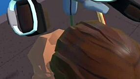 Cute girl hangs out playfully in rec room with her friend