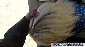 Black Ebony Cop Ravages Cute Blonde Marilyn Moore Outdoors!
