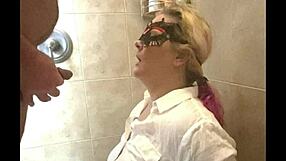 Sexy blonde takes first piss shower ever you believe it