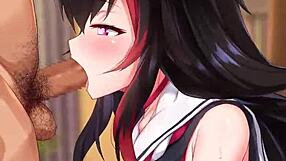 ookami mio hololive vtuber gives sloppy blowjob deepthroat