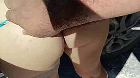 horny mexican puta flashes her fat ass outdoors and lets strangers grope it wildly