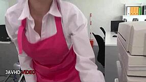Asian Office Lady Chihiro Akino Delivers Hardcore Blowjob for Creampie
