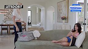 horny milf stepmom seduces stepdaughter for wet pussy licking and squirting orgasms