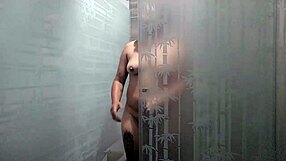 Roommate horny shower clit lick shaved pussy ass munch craving