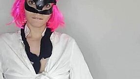 come get seduced by my huge natural tits while i fuck myself with dildo in kitty mask...