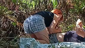 oh man i got caught as this cute redhead emo teen slut givin' blowjob outdoors bent over swallowin' cum... leaked!