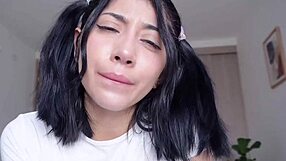 Juicy vagina stuffed with thick dildo after husband leaves