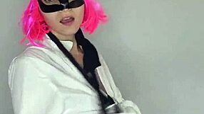 come get seduced by my huge natural tits while i fuck myself with dildo in kitty mask...