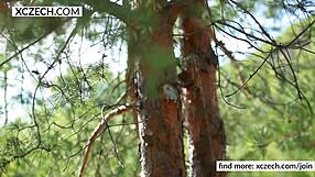 Two Naughty Farm Girls Tease with Massage Turning into Outdoor Lesbian Striptease and Ripped Clothes Fun