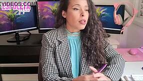 Latina boss guided handjob cums hard dirty talk feet fetish