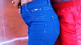 Young couple bends hot brunette maid for backyard anal workout