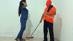 Hot Nurse Sneaks Blowjobs on Cleaning Staff Cocks