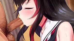 ookami mio hololive vtuber gives sloppy blowjob deepthroat