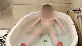 Japanese College Student Bathes Her Petite Tits And Feet