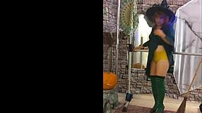 hotwife steffi dresses as witch and sucks cock homemade halloween