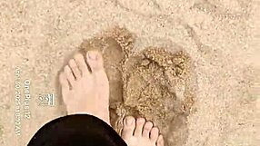 bare feet dig into warm sand for that ultimate sensory fetish thrill!