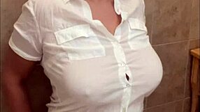 Sexy blonde takes first piss shower ever you believe it