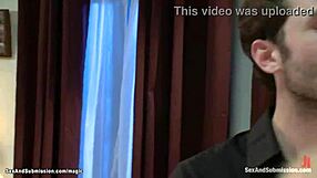 bound blonde gf takes rough double penetration gangbang pounding