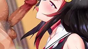 ookami mio hololive vtuber gives sloppy blowjob deepthroat