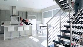 boss punishing my big tits milf maid with rough uniform groping fuck