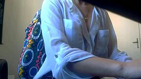 hot secretary strips bra and panties under miniskirt fingering pussy moaning at office