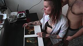 muscular guy pounds tight pussy rough on desk no mercy